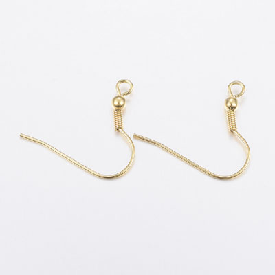 JF57-STST-1 304 Stainless Steel Earring Hooks, with Horizontal Loop - Gold colour