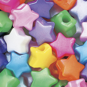 PB-ST P-M5 star pony beads - pearl mixed colours
