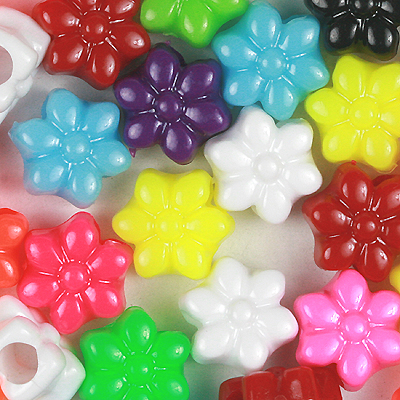 PB-FL S-M1 flower pony beads - opaque mixed colours