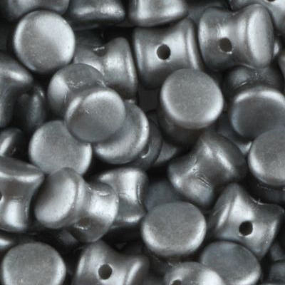 GBPLT-343 Czech pellet pressed beads - pastel light grey/silver