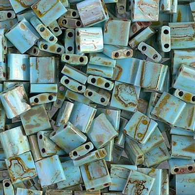 TL4514 Miyuki Tila Beads - seafoam green matt picasso