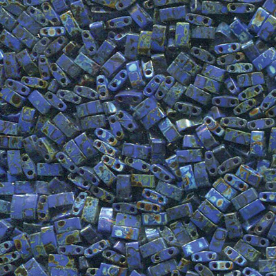 TLH4518 Miyuki Half Tila Beads - opaque cobalt picasso TLH4518 Miyuki Half Tila Beads - opaque cobalt picasso