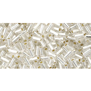 BB1JT-21 Toho size 1 bugle beads - silver lined crystal